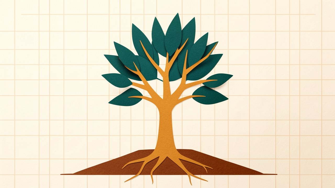 An illustration of a branching tree with roots extending into soil, symbolizing various alternatives and stable financial foundations, in a warm editorial style.